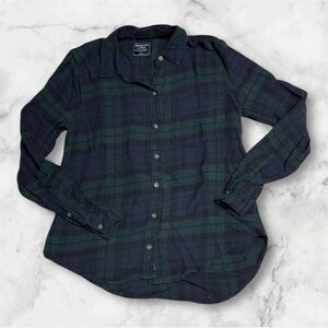Abercrombie & Fitch flannel Dark blue Plaid Shirt button down shirt size small